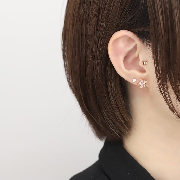 ★ori-86 軟骨ピアス キャッチ  14G 12G 16G 18G ボディピアス 和 和風 桜 サクラ さくら 植物 花 フラワー ジュエル キャッチ パーツ カスタマイズ ピアス 14ゲージ 12ゲージ 16ゲージ 18ゲージ 軟骨 ピアス 片耳用