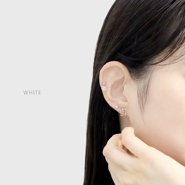 ★ori-86 軟骨ピアス キャッチ  14G 12G 16G 18G ボディピアス 和 和風 桜 サクラ さくら 植物 花 フラワー ジュエル キャッチ パーツ カスタマイズ ピアス 14ゲージ 12ゲージ 16ゲージ 18ゲージ 軟骨 ピアス 片耳用