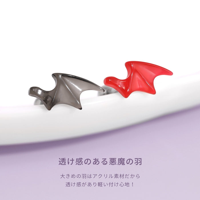rin-014 軟骨ピアス 16G ボディピアス デビル 悪魔 羽 翼 アクリル クール レッド ブラック ストレートバーベル ピアス サージカルステンレス 片耳用