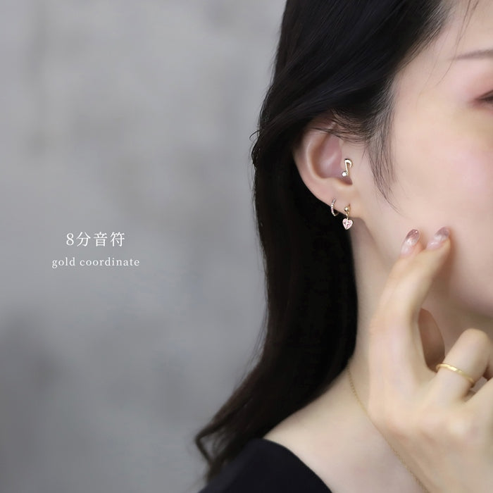 rin-015 軟骨ピアス 16G ボディピアス 音符 ト音記号 ジュエル キラキラ サージカルステンレス ストレートバーベル ピアス サージカルステンレス 片耳用