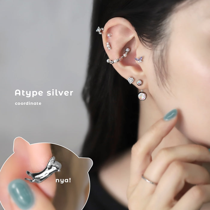rin-018 軟骨ピアス 16G ボディピアス のびネコ 猫 かわいい アンテナヘリックス イベント ストレートバーベル ピアス サージカルステンレス 片耳用