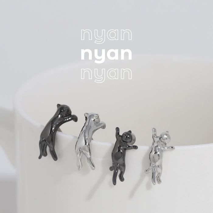 ★rin-018 軟骨ピアス 16G ボディピアス のびネコ 猫 かわいい アンテナヘリックス イベント ストレートバーベル ピアス サージカルステンレス 片耳用