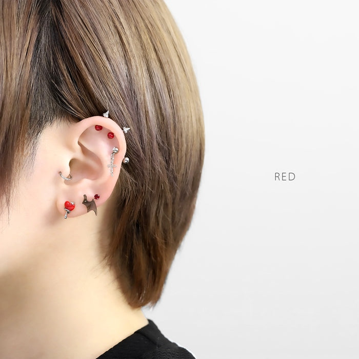 rin-026 軟骨ピアス 16G ボディピアス ハート ぽってり 立体的 メルティング 個性的 病みカワイイ ストレートバーベル ピアス サージカルステンレス 片耳用