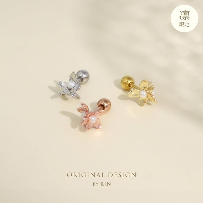 rin-027 軟骨ピアス 16G ボディピアス 華やか 花 フラワー 上品 キレイ系 オケージョン  ストレートバーベル ピアス サージカルステンレス 片耳用