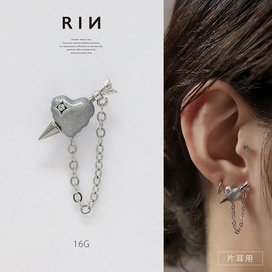 rin-033 軟骨ピアス 16G ボディピアス ハート 矢 アロー はーと シンプル 風船 バルーン チェーン 個性的 ストレートバーベル ピアス サージカルステンレス 片耳用