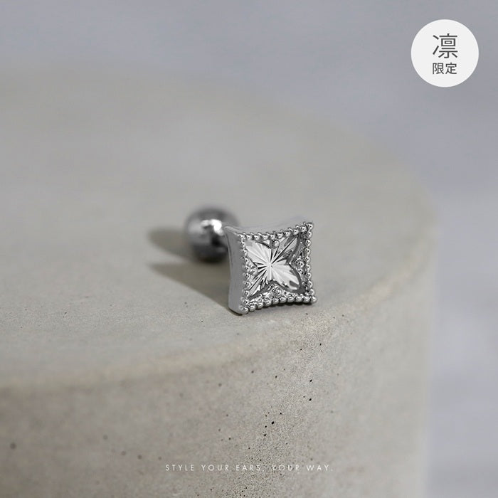 rin-034 軟骨ピアス 16G ボディピアス スクエア 四角 キューブ シンプル ユニセックス スタイリッシュ ストレートバーベル ピアス サージカルステンレス 片耳用
