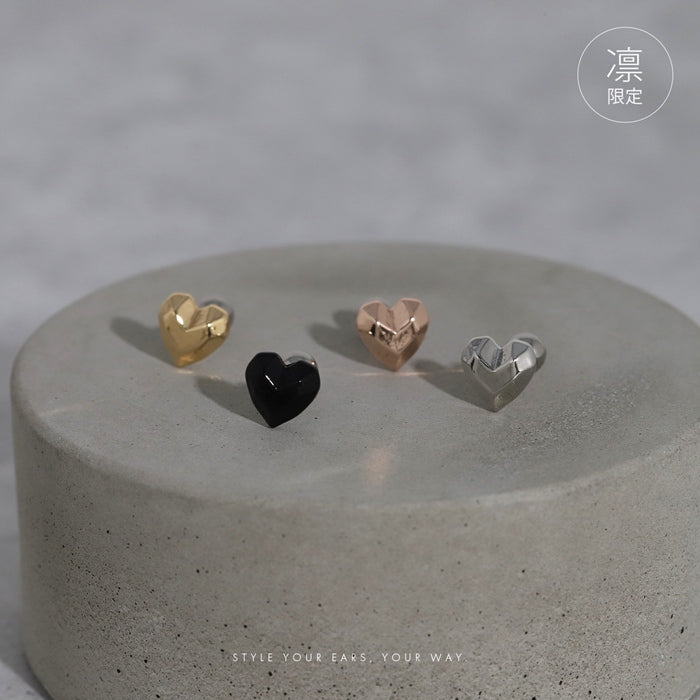 rin-035 軟骨ピアス 16G ボディピアス ハート ファセット ポリゴン スタイリッシュ はーと ストレートバーベル ピアス サージカルステンレス 耳 耳たぶ 片耳用