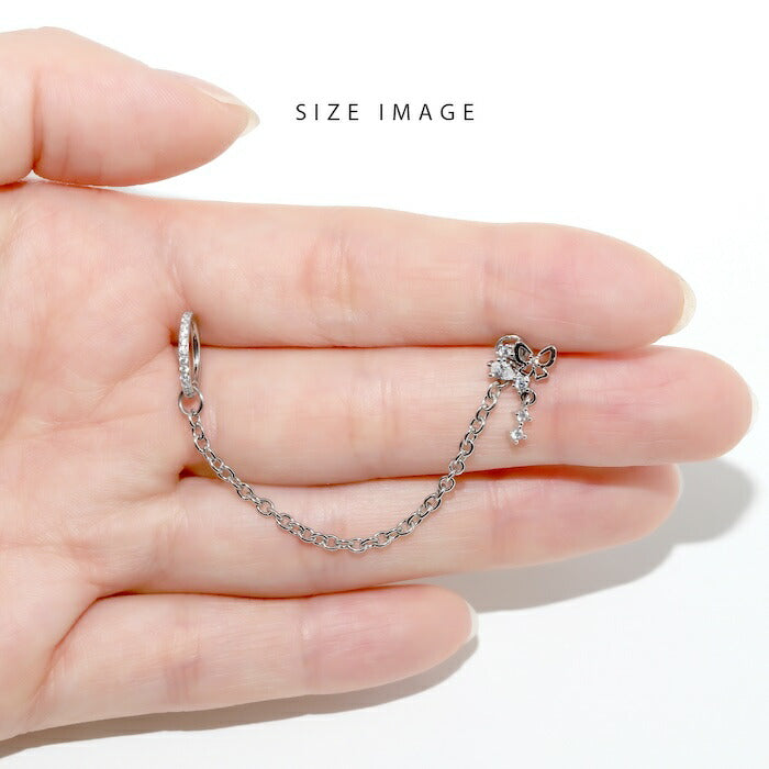 【18G】rin-set-010 ボディピアス 18Gリング チェーン 軟骨ピアス 金属アレルギー 金属アレルギー対応 蝶 バタフライ ピサージカルステンレス ステンレス  ジュエル パーツ リング フープ カスタムピアス カスタム カスタマイズ 揺れる シルバー ゴールド ピンクゴールド セット 片耳用