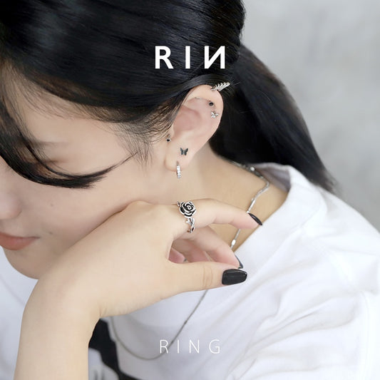 ring-101 指輪 リング 12号～16号サイズ アンティーク調 ローズ 薔薇モチーフ バラ スタイリッシュ シルバー ゴールド フリーサイズリング