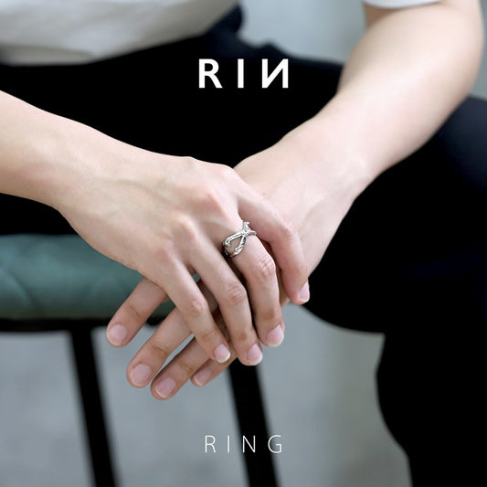 ring-102 指輪 リング 13号サイズ相当 クロスリング クロスモチーフ シルバー バイカラー スタイリッシュ オープンリング