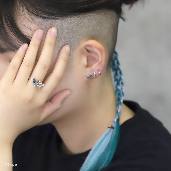 ring-103 指輪 リング フリーサイズ 12号 ～ 16号 昆虫 虫 蝶 蜂 蛾 ドクロ シルバー かっこいい スタイリッシュ ユニセックス デザインリング