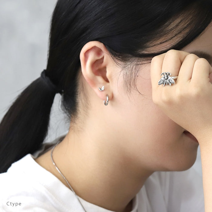 ring-103 指輪 リング フリーサイズ 12号 ～ 16号 昆虫 虫 蝶 蜂 蛾 ドクロ シルバー かっこいい スタイリッシュ ユニセックス デザインリング