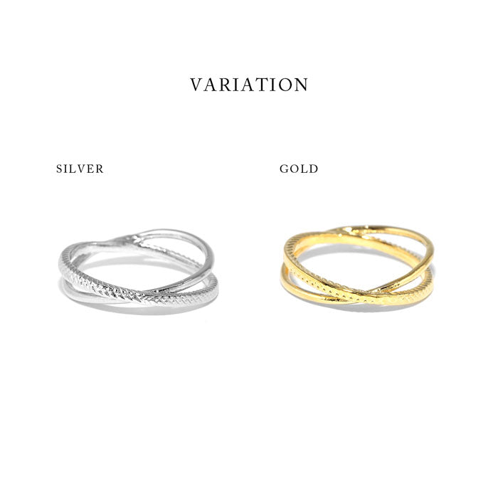 ring-49 リング 指輪 レディース ダブルリング クロスリング アクセサリー シルバー ゴールド シンプル 18k 18金 8号 10号 12号 金属アレルギー 重ね付け 重ねづけ ファッションリング ゴールドリング シルバーリング 凛