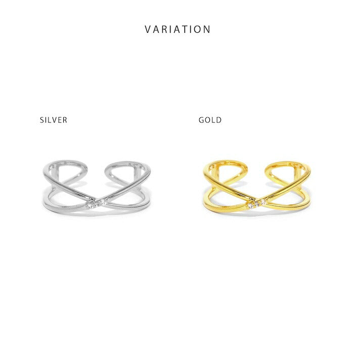 ring-87 リング 指輪 オープンリング クロス ひねり レディース ジュエリー アクセサリー シルバー ゴールド シンプル 低アレルギー  12号 ファッションリング ゴールドリング シルバーリング キュービックジルコニア 細い 細め 高見え 高みえ 贈り物 凛