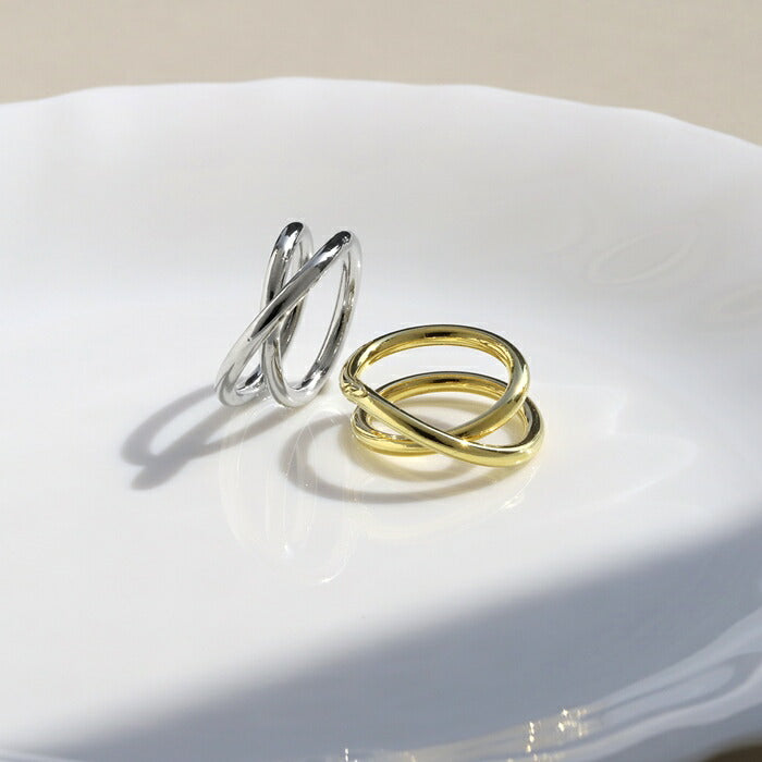ring-92 リング 指輪 ゆびわ レディース シルバー ゴールド シンプル ツイストリング クロスリング サークルリング 18k 18金 12号 金属アレルギー 重ね付け 重ねづけ ロジウムコーティング ファッションリング ゴールドリング シルバーリング 大人 細い 凛
