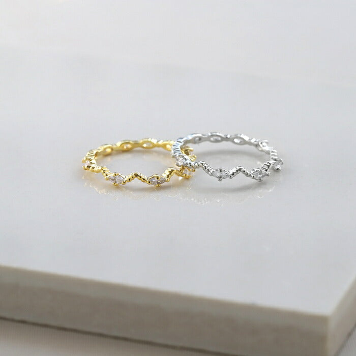 ring-93 リング 指輪 ゆびわ レディース シルバー ゴールド シンプル 18k 18金 5号 9号 11号 金属アレルギー ジグザグ ジャギー ロジウムコーティング ファッションリング ゴールドリング シルバーリング 大人 細い 細め 華奢 キュービックジルコニア 凛