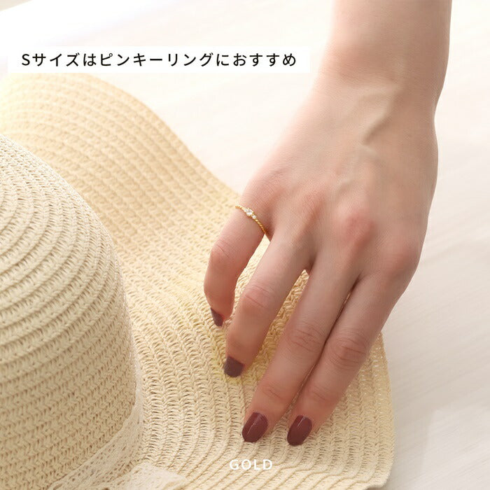 ring-94 リング 指輪 ゆびわ レディース ピンキーリング シルバー ゴールド シンプル 18k 18金 5号 11号 金属アレルギー ロジウムコーティング ファッションリング ゴールドリング シルバーリング 大人 細い キュービックジルコニア 凛