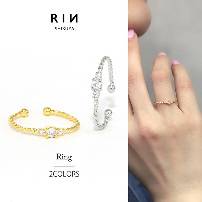 ring-94 リング 指輪 ゆびわ レディース ピンキーリング シルバー ゴールド シンプル 18k 18金 5号 11号 金属アレルギー ロジウムコーティング ファッションリング ゴールドリング シルバーリング 大人 細い キュービックジルコニア 凛