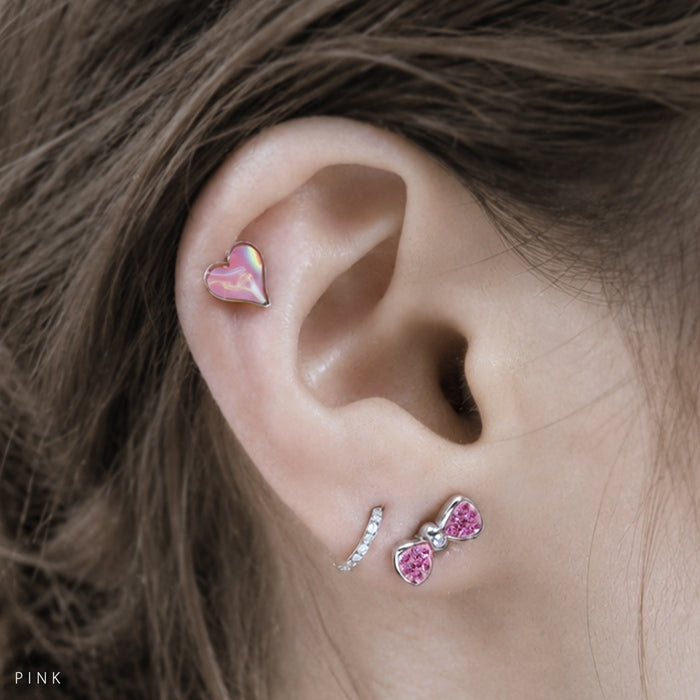 s17-012 ボディピアス 16G 軟骨ピアス ハート オーロラ カラフル 推しカラー ぷっくり かわいい ストレートバーベル 片耳用 軟骨1627