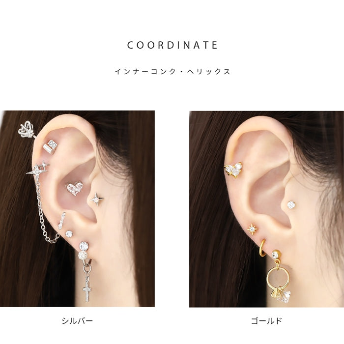 s2f-113-136-14g ボディピアス キャッチ 14G 16G ハート 12G 18G かわいい パーツ ネジ式 ジュエル カスタマイズ ボディーピアス ボディピ ピアス 14ゲージ 16ゲージ おしゃれ アクセサリー 軟骨ピアス 12ゲージ 18ゲージ ピアスパーツ 「BP」「CUS」
