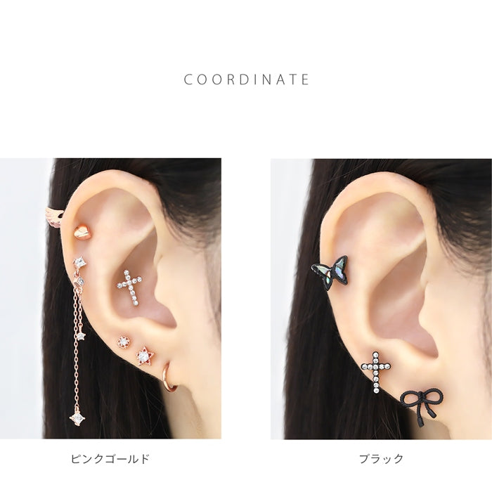 s2f-113-208-c ボディピアス キャッチ 18G 16G 14G 12G チャーム ラブレット 軟骨ピアス クロス 十字架 パーツ ジュエル カスタマイズ ボディピ 軟骨用 ピアスキャッチ ピアスパーツ ネジ式 ねじ式 バーベル ストレートバーベル スパイラル 黒 軟骨 ピアス ボディーピアス