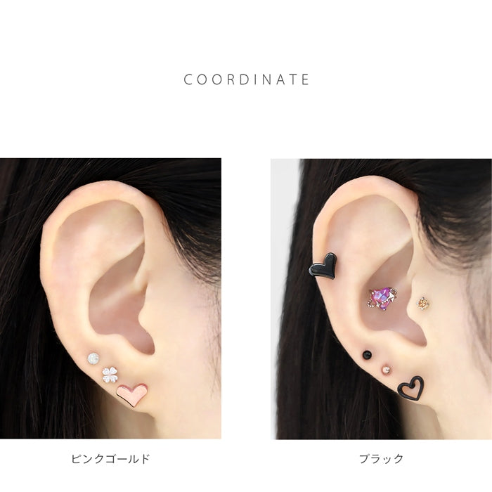 ★s2f-113-215-c キャッチ 18G 16G 14G 12G ハート サージカルステンレスシルバー ゴールド ピンク ブラック 片耳用
