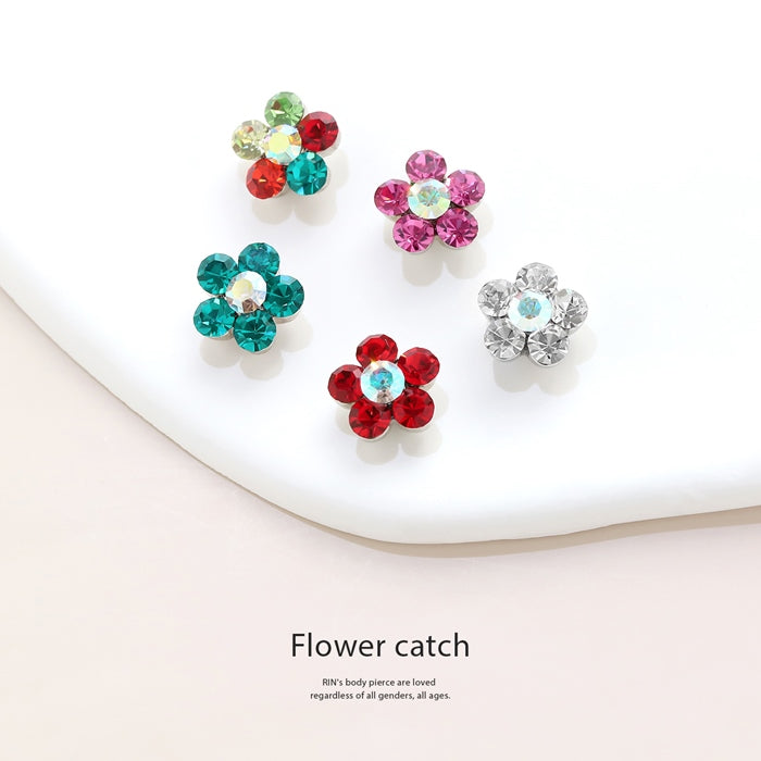 s2f-113-231【全品送料無料】 ボディピアス キャッチ 18G 16G 14G 12G チャーム ラブレット 軟骨ピアス かわいい 花 フラワー パーツ ジュエル ボール ネジ式 カスタマイズ ボディピ おしゃれ アクセサリー 軟骨用 キラキラ ラブレット 軟骨 ピアス ボディーピアス
