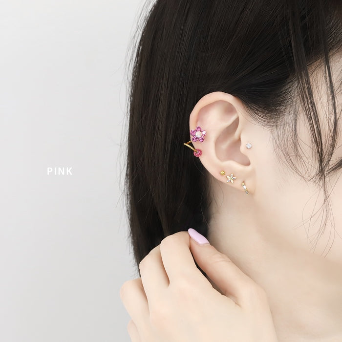 s2f-113-231【全品送料無料】 ボディピアス キャッチ 18G 16G 14G 12G チャーム ラブレット 軟骨ピアス かわいい 花 フラワー パーツ ジュエル ボール ネジ式 カスタマイズ ボディピ おしゃれ アクセサリー 軟骨用 キラキラ ラブレット 軟骨 ピアス ボディーピアス