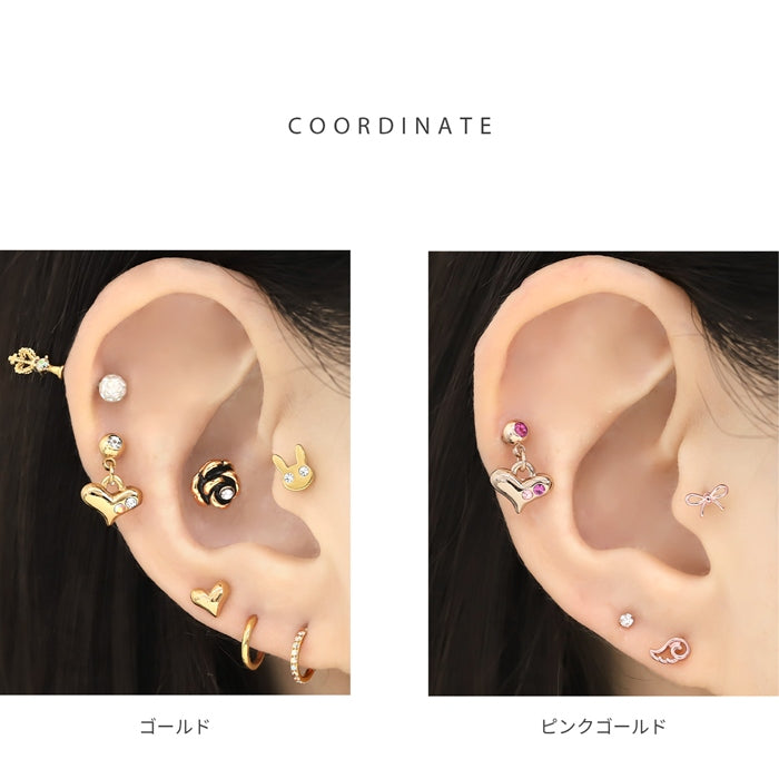 s2f-33-10-14g 軟骨ピアス 14G 16G ボディピアス かわいい サージカルステンレス ハート ジュエル ストレートバーベル 軟骨チャーム 揺れる 軟骨 ピアス ボディーピアス