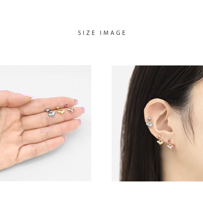 s2f-33-10-14g 軟骨ピアス 14G 16G ボディピアス かわいい サージカルステンレス ハート ジュエル ストレートバーベル 軟骨チャーム 揺れる 軟骨 ピアス ボディーピアス