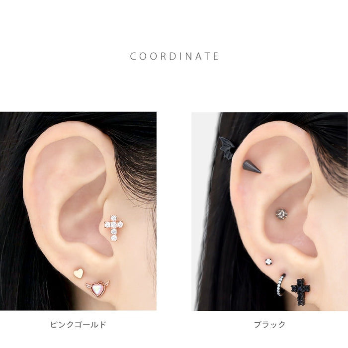 s2f-33-42-c ボディピアス キャッチ 18G 16G 14G 12G 軟骨ピアス かわいい 十字架 クロス ジュエル キラキラ パーツ カスタマイズ ボディ ボディピ 黒 ブラック ゴールド ピンク おしゃれ アクセサリー 軟骨 ピアス 凛