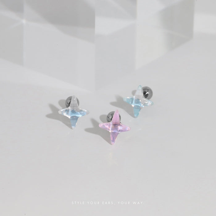 t01-005 軟骨ピアス 16G ボディピアス クロス 十字架 クリア オーロラ ホワイト ピンク ブルー 透明 ストレートバーベル ピアス サージカルステンレス 耳 耳たぶ 片耳用