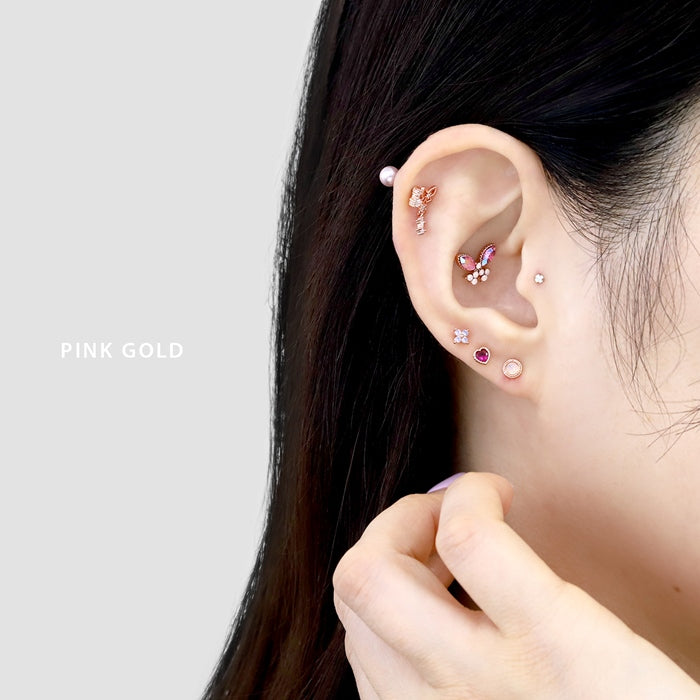 t1141-0007【全品送料無料】 軟骨ピアス 16G ボディピアス かわいい キャッチ チャーム サージカルステンレス 金属アレルギー対応 蝶 蝶々 バタフライ ジュエル おしゃれ キラキラ ストレートバーベル セカンドピアス オーロラ ファーストピアス セカンドピアス メンズ ボディーピアス