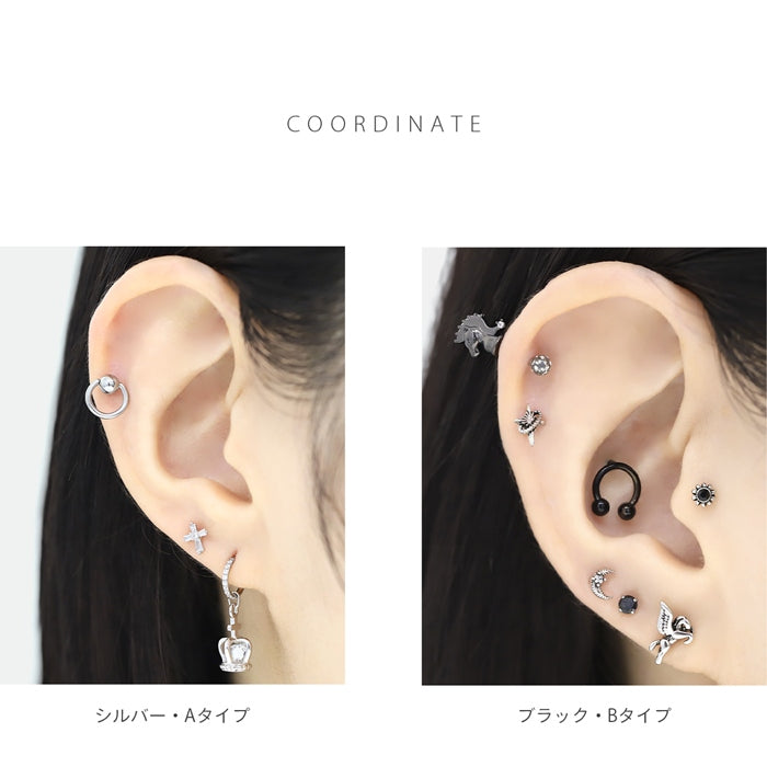 t1141-0010 軟骨ピアス 16G ボディピアス  リング スタイリッシュ  サージカルステンレス ピアス 軟骨 凛 シルバー ゴールド ブラック