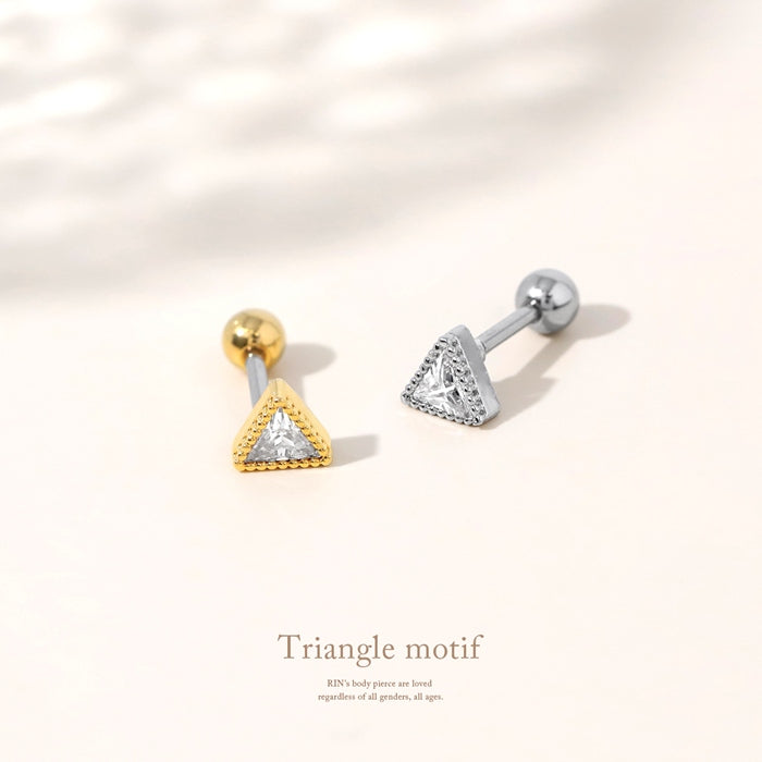 t1141-0012 ボディピアス 16G トライアングル 軟骨 ジュエル 三角 ストレートバーベル 片耳用 金属アレルギー対応