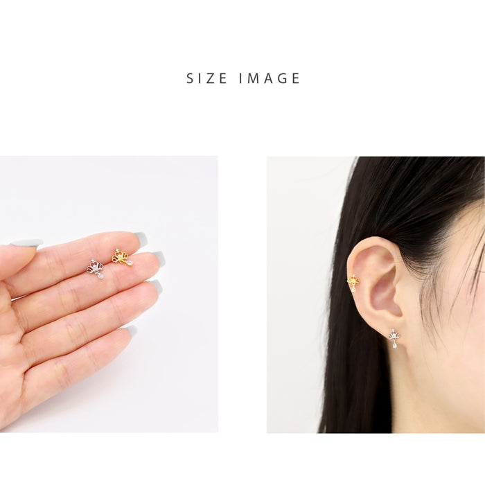 t1141-0015【全品送料無料】 ボディピアス 16G 軟骨ピアス 16G 16ゲージ プリンセス ティアラ クラウン ジュエル 王冠 チャーム ストレートバーベル ボディーピアス 凛 軟骨用 ボディピアス専門店 なんこつピアス 耳 りん サージカルステンレス「BP」「NAN」