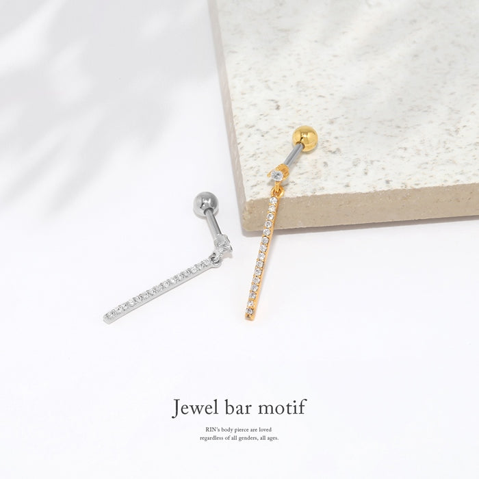 t1141-0020 ボディピアス 16G 軟骨ピアス バー ジュエル ぶら下がり ジルコニア 金属アレルギー対応 サージカルステンレス ストレートバーベル つけっぱなし 凛 ピアス rin レディース セレモニー お呼ばれ パーティ 片耳用