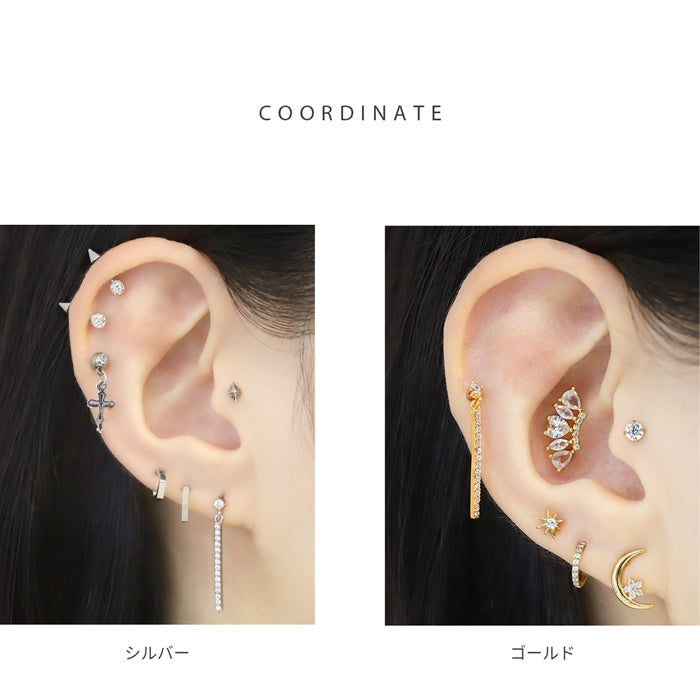 t1141-0020 ボディピアス 16G 軟骨ピアス バー ジュエル ぶら下がり ジルコニア 金属アレルギー対応 サージカルステンレス ストレートバーベル つけっぱなし 凛 ピアス rin レディース セレモニー お呼ばれ パーティ 片耳用