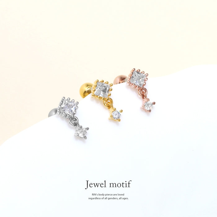 t1141-0025【全品送料無料】 軟骨ピアス 16G ボディピアス かわいい キャッチ チャーム サージカルステンレス スクエア ジュエル おしゃれ キラキラ 軟骨チャーム ストレートバーベル ファーストピアス メンズ 軟骨 ピアス ボディーピアス