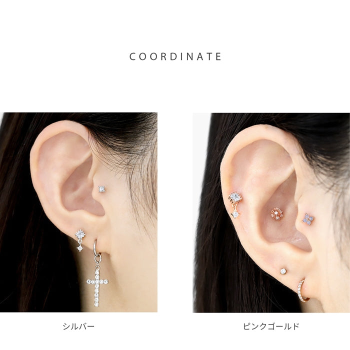 t1141-0025【全品送料無料】 軟骨ピアス 16G ボディピアス かわいい キャッチ チャーム サージカルステンレス スクエア ジュエル おしゃれ キラキラ 軟骨チャーム ストレートバーベル ファーストピアス メンズ 軟骨 ピアス ボディーピアス