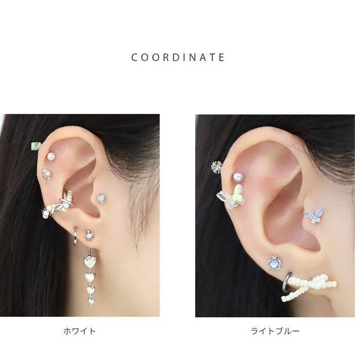 t1141-0027 ボディピアス 軟骨ピアス 16G かわいい フラワー サージカルステンレス 金属アレルギー対応 ジュエル 花 春 上品 小ぶり フェミニン キラキラ シルバー ゴールド ピンクゴールド ストレートバーベル 凛 ボディピアス専門店 rin お洒落 片耳用