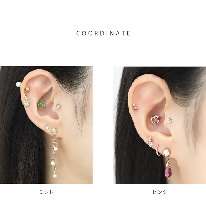 t1141-0027 ボディピアス 軟骨ピアス 16G かわいい フラワー サージカルステンレス 金属アレルギー対応 ジュエル 花 春 上品 小ぶり フェミニン キラキラ シルバー ゴールド ピンクゴールド ストレートバーベル 凛 ボディピアス専門店 rin お洒落 片耳用
