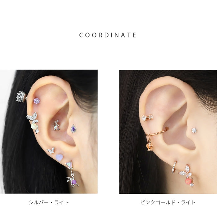t1141-0028 軟骨ピアス 16G ボディピアス かわいい サージカルステンレス 金属アレルギー対応 蝶々 蝶 バタフライ チャーム CZ ジュエル ラメ おしゃれ キラキラ ファーストピアス メンズ なんこつぴあす ボディーピアス ピアス