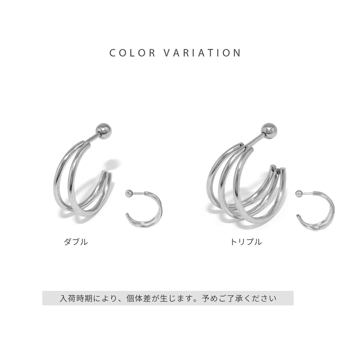 t1141-0046 軟骨ピアス 16G ボディピアス ハーフフープ 金属アレルギー対応 サージカルステンレス 2連 3連 ライン シンプル つけっぱなし ピアス ストレートバーベル 大ぶり 耳 人気 オフィスカジュアル プレゼント ギフト 片耳用