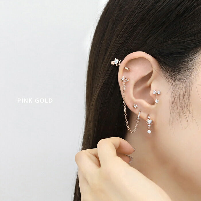 t1141-106 ボディピアス 軟骨ピアス 16G 金属アレルギー対応 金属アレルギー サージカルステンレス つけっぱなし ストレートバーベル リボン ハート レディース 女性 大人 仕事 オフィス きれい かわいい おしゃれ  シルバー ゴールド ピンクゴールド 普段使い