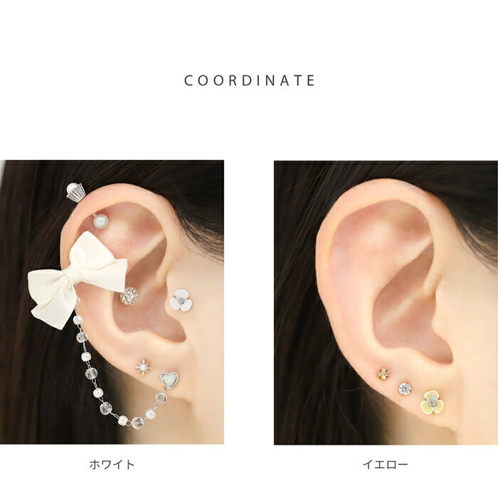 t1141-112 軟骨ピアス 金属アレルギー対応 16G ボディピアス 花 小花 サージカルステンレス ピアス つけっぱなし フラワー レディース 白 黄色 ピンク 水色 さりげない 小さい デート お出かけ デイリー 日常使い ストレートバーベル 片耳用