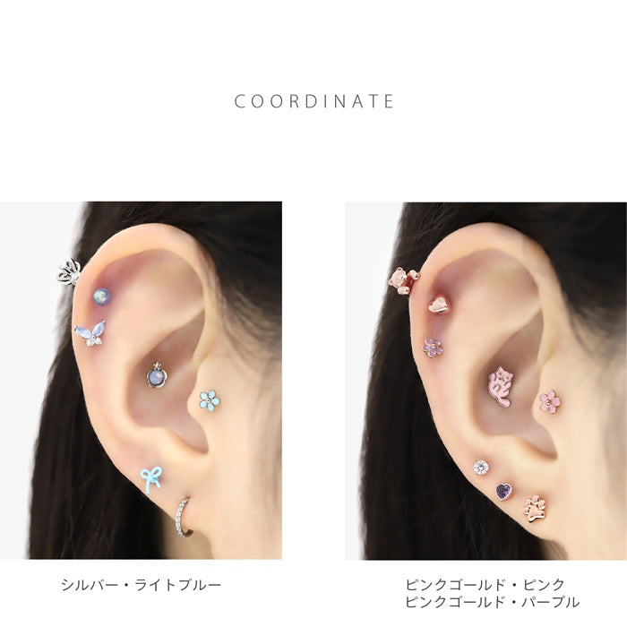 t1141-121 軟骨ピアス 16G ボディピアス 花 はな フラワー ミニ プチ 小さめ かわいい シンプル ストレートバーベル ピアス サージカルステンレス 片耳用