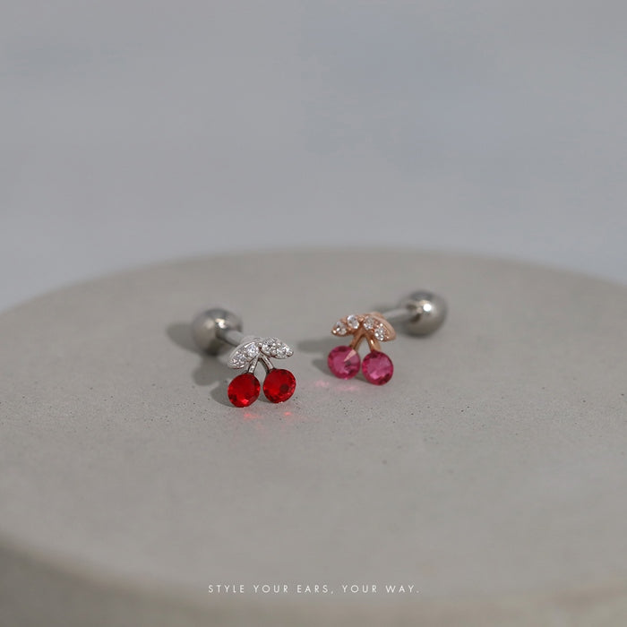 t1141-122 軟骨ピアス 16G ボディピアス さくらんぼ チェリー ジュエル フルーツ くだもの 果物 かわいい ストレートバーベル ピアス サージカルステンレス 片耳用