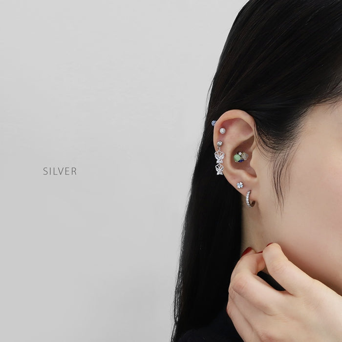 ★t1141-124 軟骨ピアス 16G ボディピアス かわいい 蝶々 チャーム サージカルステンレス 蝶 ストレートバーベル シルバー ピンクゴールド ボディピ おしゃれ きれいめ 耳たぶ ヘリックス 片耳用