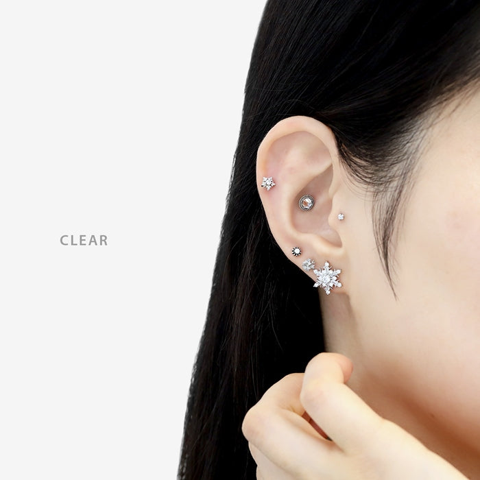 t1141-57 軟骨ピアス 16G ボディピアス ジュエル コーン クリスタル オーロラ レインボー 三角 サージカルステンレス 金アレ ストレートバーベル ピアス 片耳用